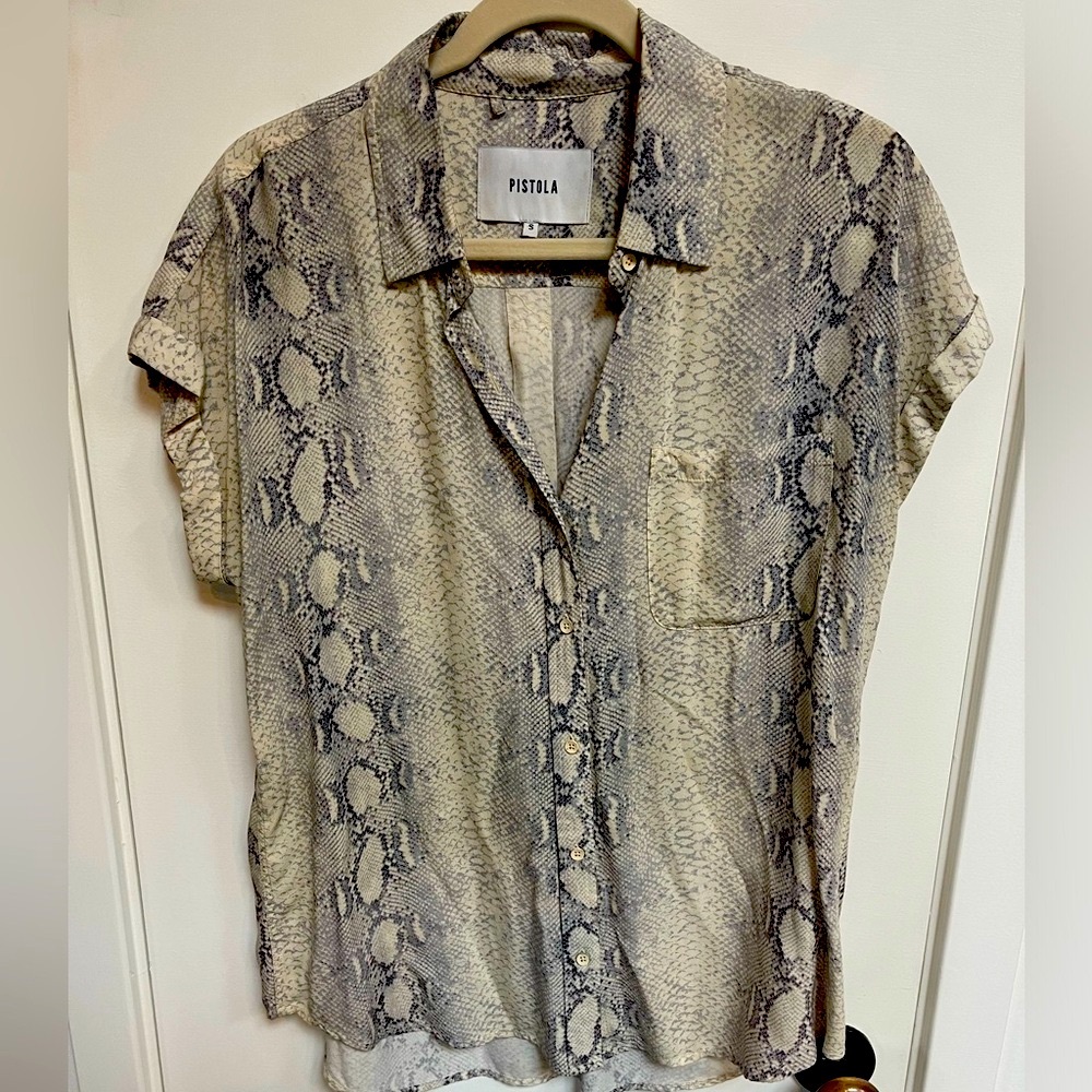 Pistola Reptile Print Shirt - Gray and Cream